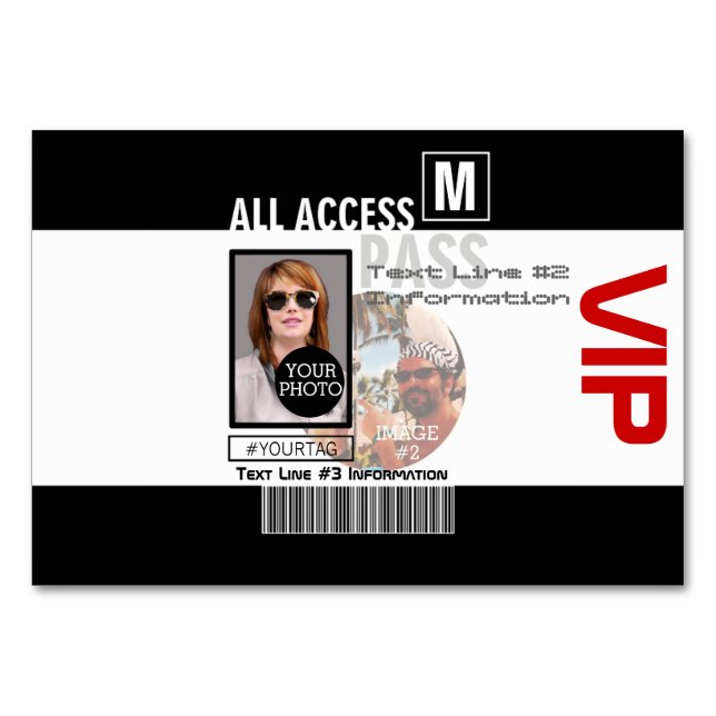 Make Your Own VIP Pass 8 ways to Personalise Table Number (Front)