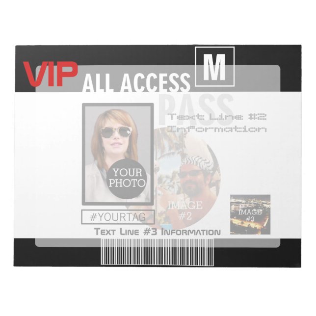Make Your Own VIP Pass 8 ways to Personalize Notepad (Front)