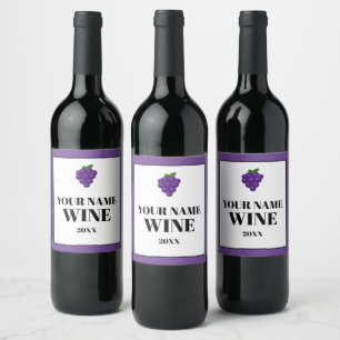 Make your own wine labels with purple grapes logo