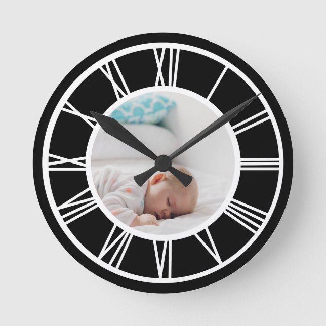 Make Your Photo Personalised Roman Numerals Round Clock (Front)