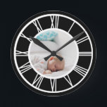 Make Your Photo Personalized Roman Numerals Round Clock<br><div class="desc">Design Your Photo Personalized Roman Numerals wall clock from Ricaso</div>