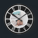 Make Your Photo Personalized Roman Numerals Round Clock<br><div class="desc">Design Your Photo Personalized Roman Numerals wall clock from Ricaso</div>