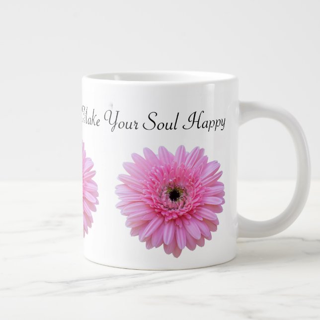 Make Your Soul Happy Pink Gerbera Daisy Large Coffee Mug (Right)