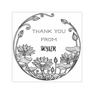 Make Your Stylish Sunflowers Thanks Custom Name Self-inking Stamp