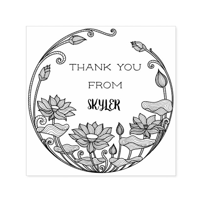 Make Your Stylish Sunflowers Thanks Custom Name Self-inking Stamp (Design)