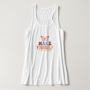 "Make Yourself a Priority" Retro Butterfly Quote Singlet