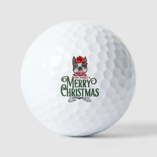 Make yourself merry Christmas with French bulldog Golf Balls (Front)