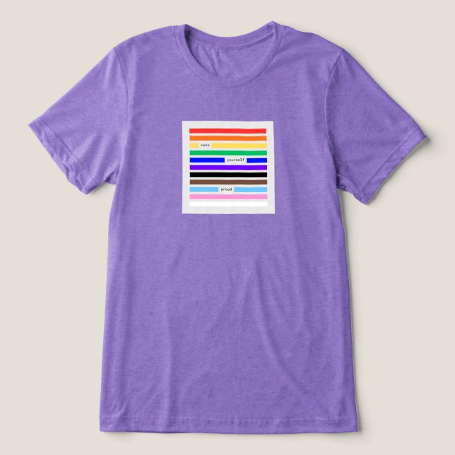 Make Yourself Proud Rainbow Redaction Pride 2026 Tri-Blend Shirt (Design Front)