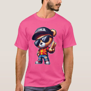 MAKEDONIJA Cute Macedonia Flag Teddy Bear North Ma T-Shirt