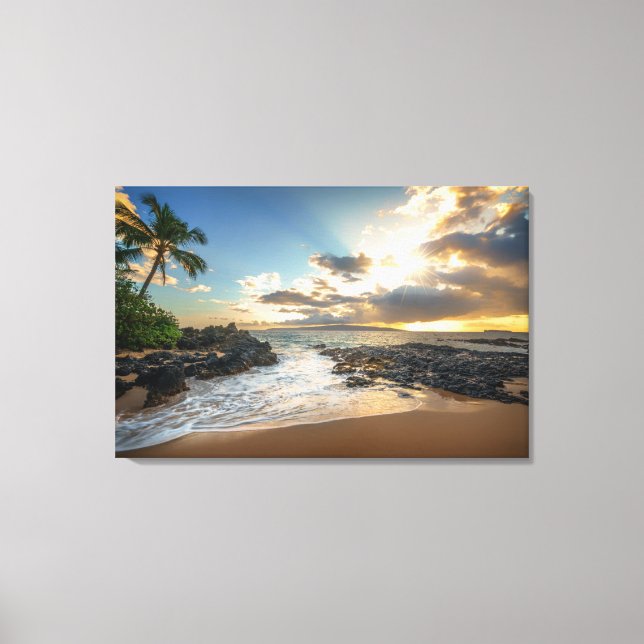 Makena Beach Cove Sunset Canvas Print (Front)