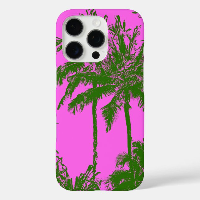 Makena Beach Hawaiian Sketchy Palms Magenta Case-Mate iPhone Case (Back)