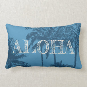 Makena Beach Hawaiian Sketchy Palms Reversible Lumbar Cushion