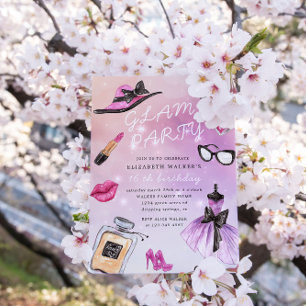 Makeover Glam Sparkle Birthday Party Invitation