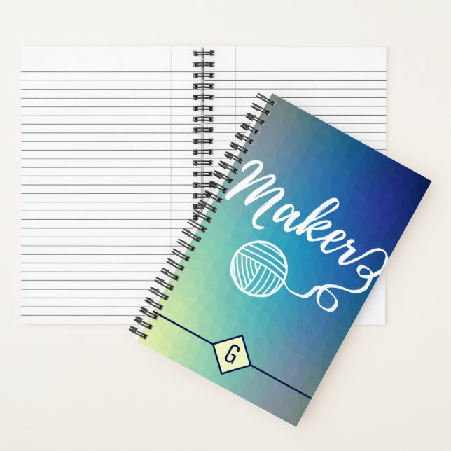 Maker Crafts Typography Blue Gradient Geometric Notebook (Inside)