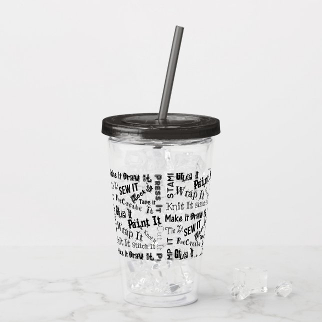 Maker Crafts Typography Print Acrylic Tumbler (Back Ice)
