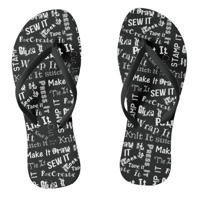 Maker Crafts Typography Print {Dark} Jandals (Footbed)