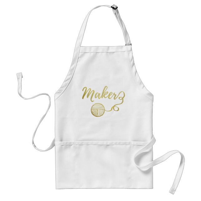 Maker Crafts Typography Print Faux Gold Standard Apron (Front)