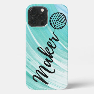 Maker Crafts Typography Watercolor Blues iPhone 13 Pro Max Case