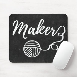 Maker Crafts & Yarn Typography Chalkboard Texture Mouse Pad