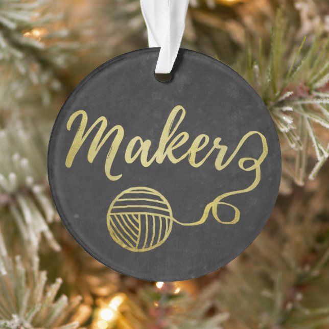 Maker Crafts & Yarn Typography Faux Gold Foil Ornament (Tree)