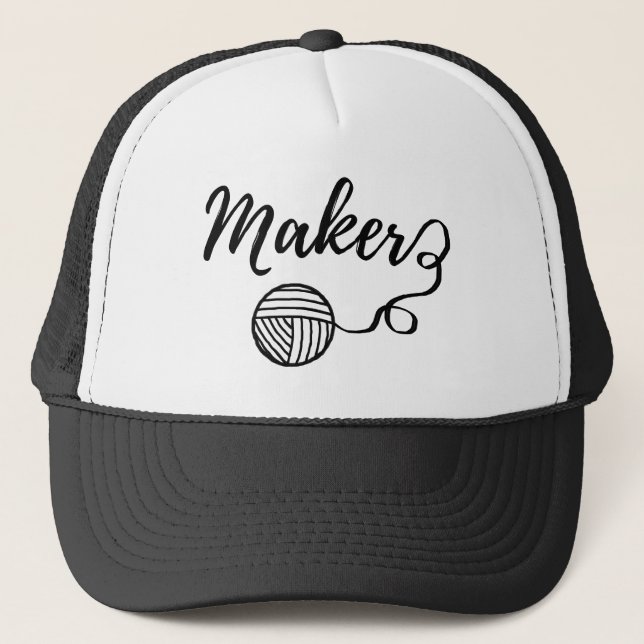 Maker Yarn + Crafts Typography Trucker Hat (Front)