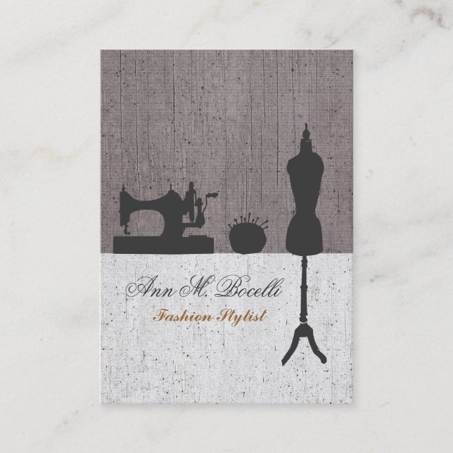 Makers Retro Sewing  Fashion Vintage Mannequin Business Card (Front)