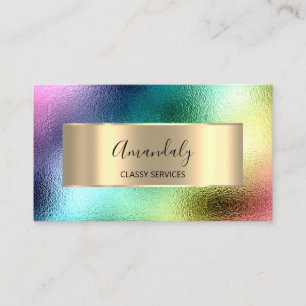 Makeup Affiliate Marketing Holographic Rainbow Business Card