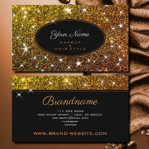 Makeup and Hair Artist Elegant Gold Glitter Style Business Card