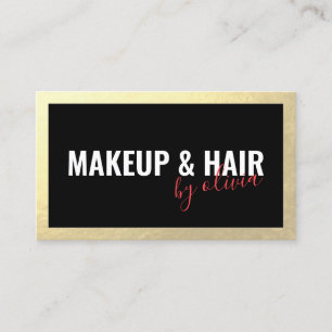 Makeup and Hair Stylist Gold Frame Black Business Card