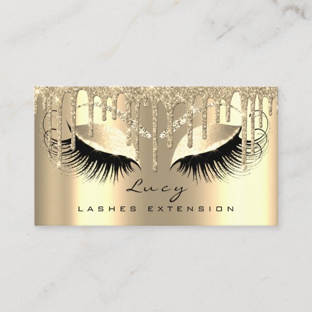 Makeup Appointment Card Lashes Glitter Drips VIP (Front)