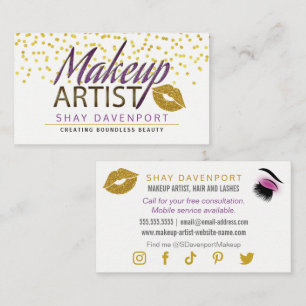 Makeup Arist Hair and Lashes Faux Glitter Business Card