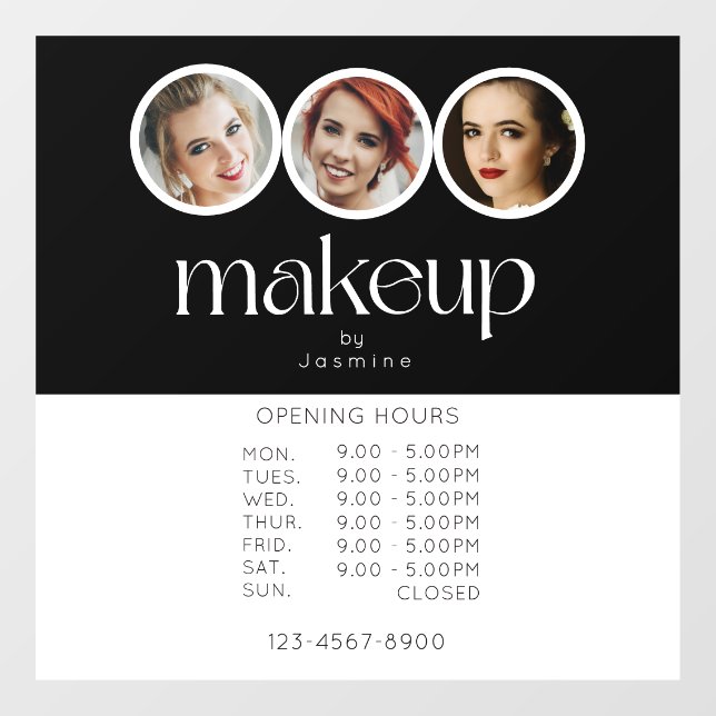 Makeup Artist 3 Photo Opening Hours Black White (Sheet)