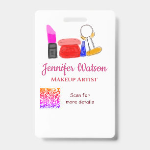Makeup artist add name website email phone no addr ID badge