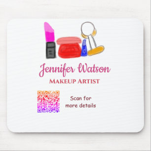 Makeup artist add name website email phone no addr mouse pad