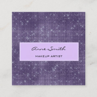 Makeup Artist Amethyst Glitter Diamond Sparkle Square Business Card