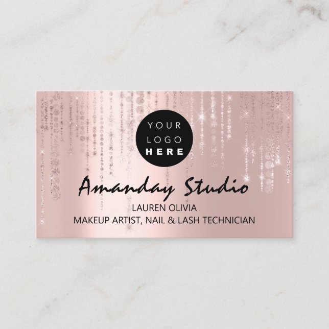 makeup Artist Appointment Card Pink Lux Logo (Front)