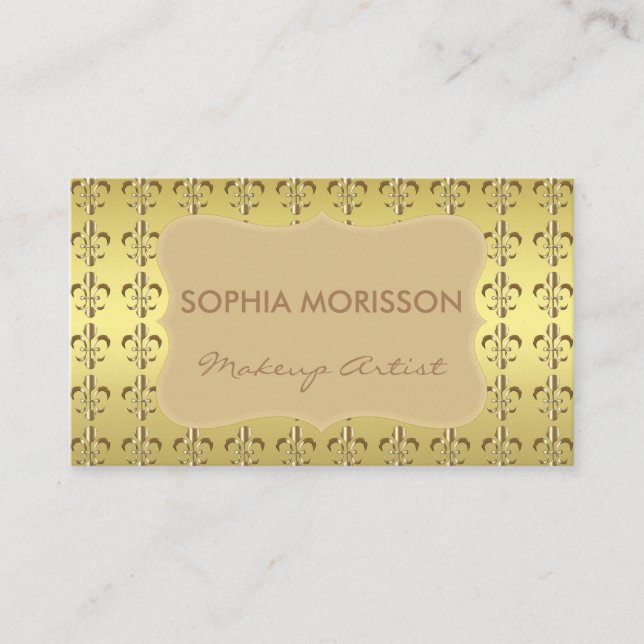 Makeup Artist Appointment Fleur-de-lis Monogram Card (Front)