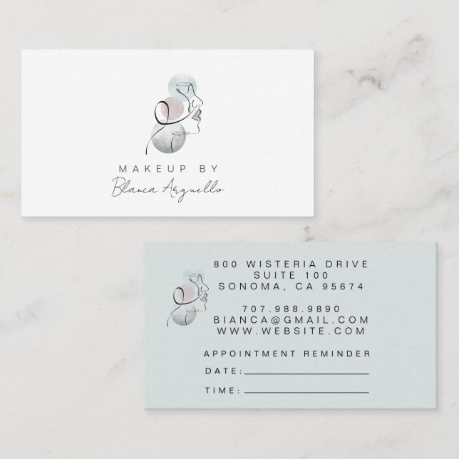Makeup Artist Appointment Reminder & Business Card (Front/Back)
