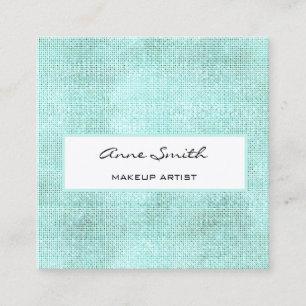 Makeup Artist Aqua Glitter Diamond Sparkle Square Business Card