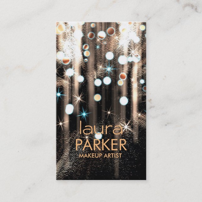 Makeup Artist Beauty Glitter Brown Business Card (Front)