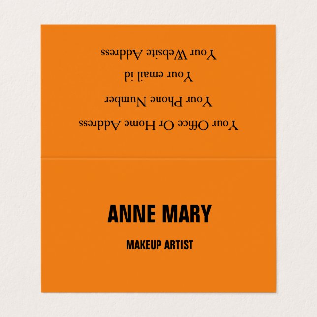 Makeup Artist Beauty Hair Salon Orange Fall Autumn Business Card (Outside Unfolded)