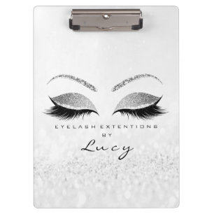 Makeup Artist Beauty Lashes Glitter Silver Grey Clipboard