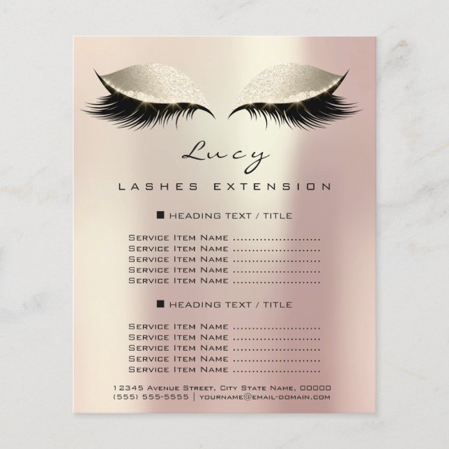 Makeup Artist Beauty Lashes Rose Price List 2 Page (Front)