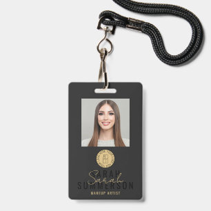 Makeup Artist Beauty Salon Black Gold Employee ID Badge