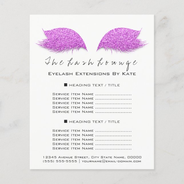 Makeup Artist Beauty Salon Black White Flyer Pink (Front)