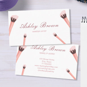 Makeup Artist Beauty Salon Brushes Pink Glitter Business Card