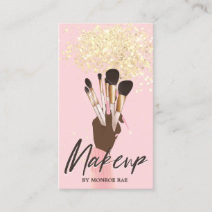 Makeup Artist Beauty Salon Glam Pink Gold glitter Business Card