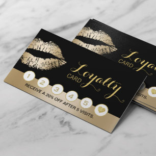 Makeup Artist Beauty Salon Gold Lips Loyalty Punch Card