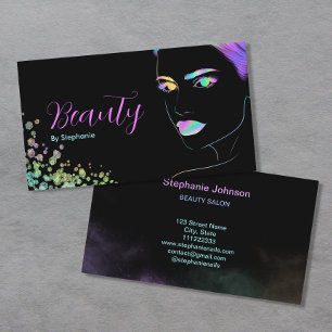 Makeup Artist Beauty Salon Holographic Glitter Business Card