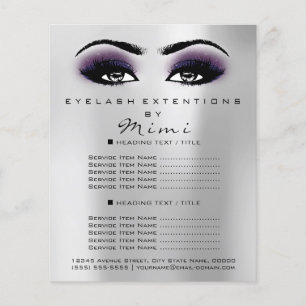 Makeup Artist Beauty Salon Lashes Flyer Grey Viole